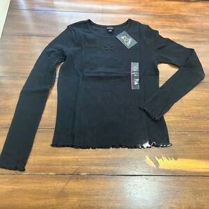 Girls Long Sleeve Shirt with Flower Embroidery Design Size XXL 16/18